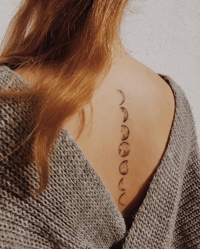 Moon Tattoo on the back for lady