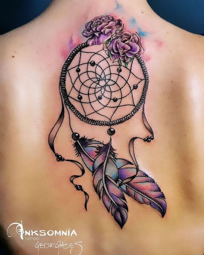 Dreamcatcher Tattoo on the back