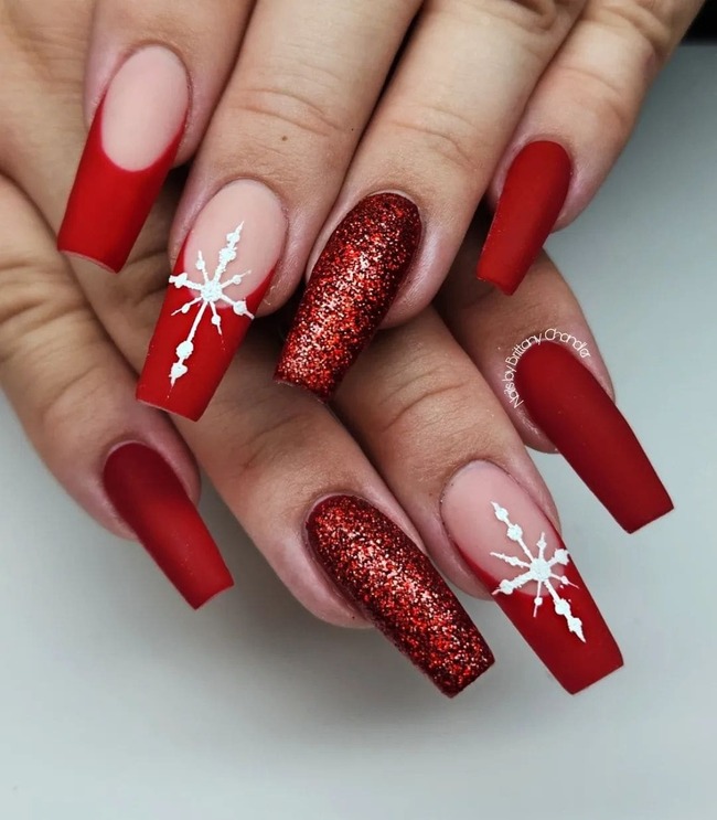 Red Matte Coffin Nails