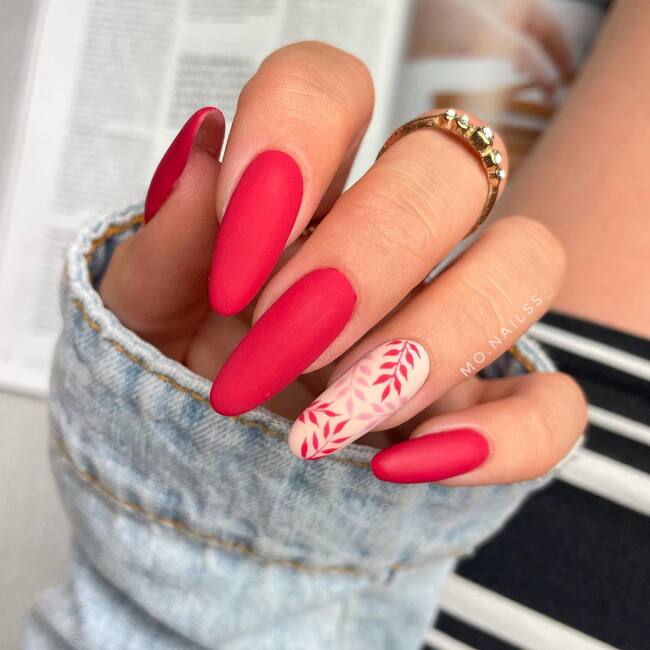 Hot Red Matte Nails