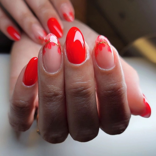 Bright Red Glossy Nails