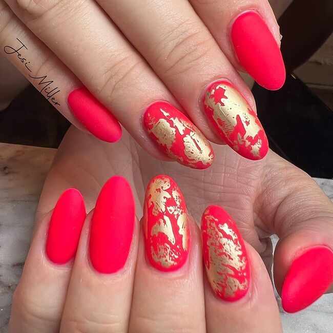 Bright Red Matte Nails