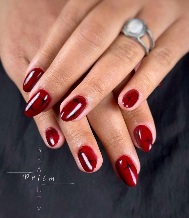 Almond Red Wine Nails