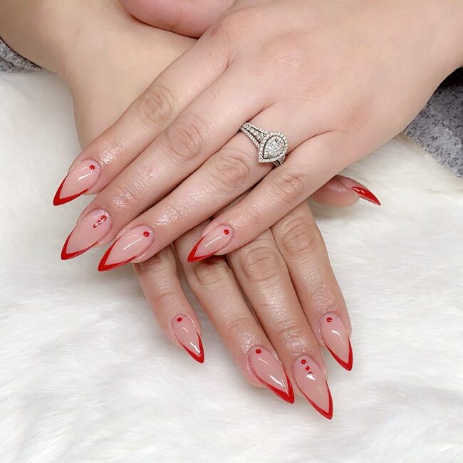 Edgy Red French Tip Nails