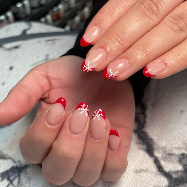 Christmas Red Tip Nails
