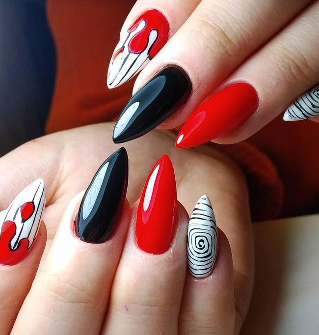 Red and Black Nail Art
