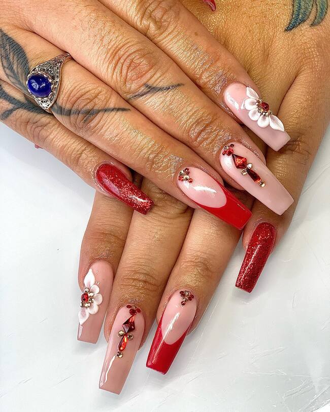 Design for Red Coffin Nails