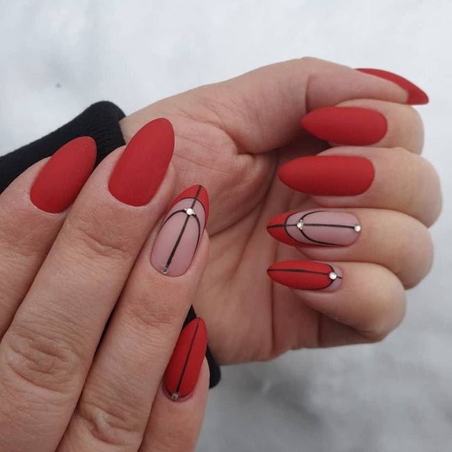 Red Matte Almond Nails