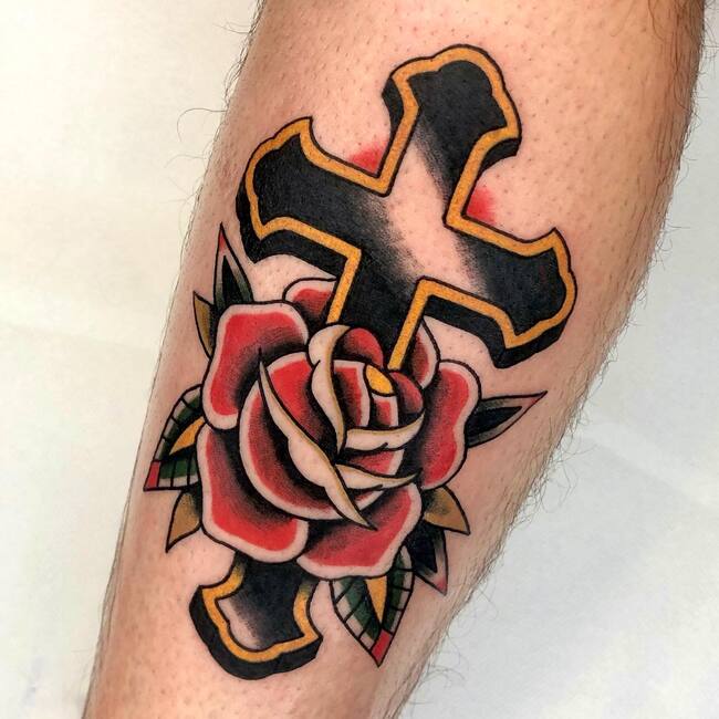 Traditional Cross Forearm Tattoo 