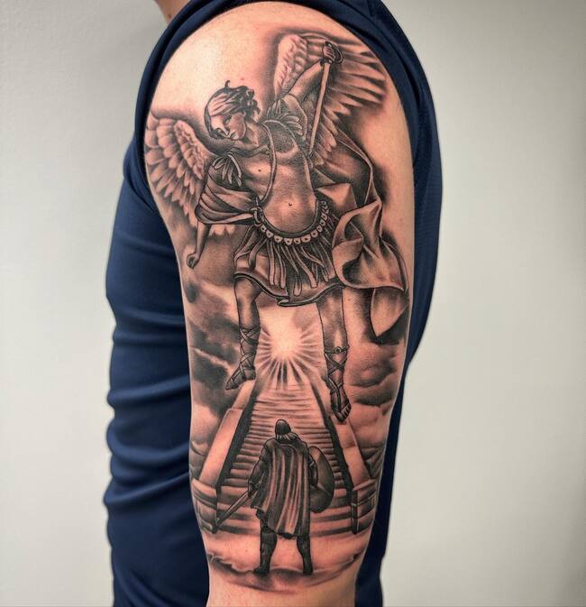 Archangel Tattoo on Shoulder