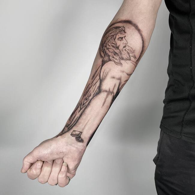 Jesus Tattoo on Forearm