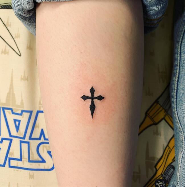 Little Christian Forearm Tattoo 
