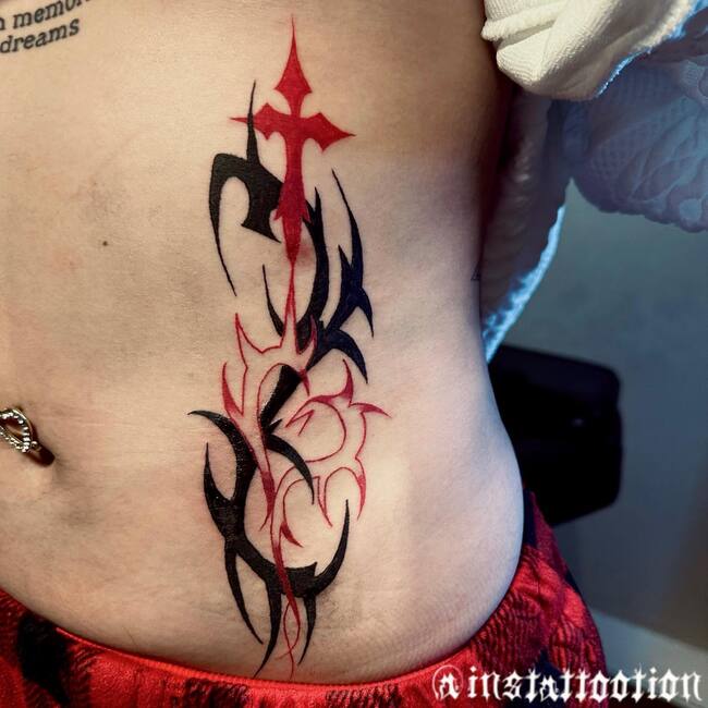Christian Tribal Tattoo with Cross