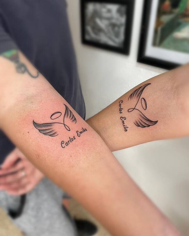 Simple Christian Couple Tattoo