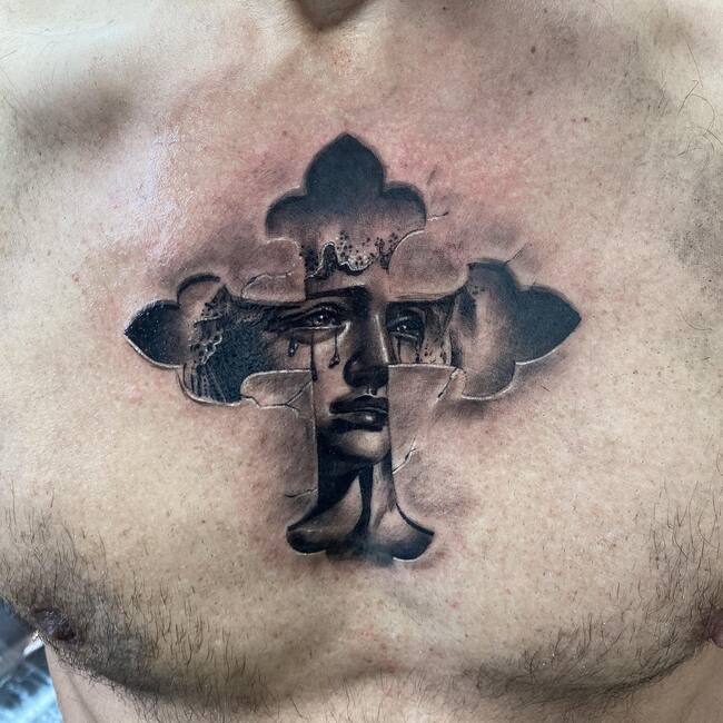 Cross Chest Tattoo 