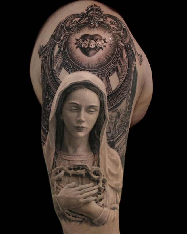 Mary Shoulder Tattoo 