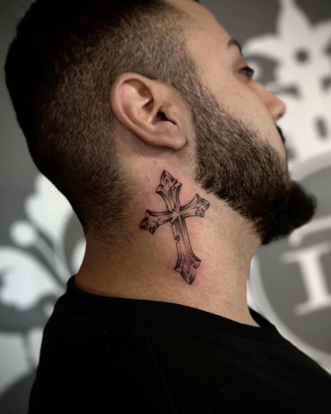 Cross Neck Tattoo 