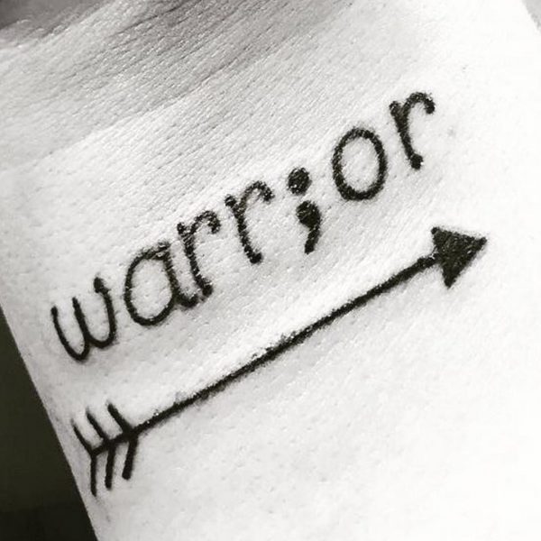 warrior semicolon tattoo