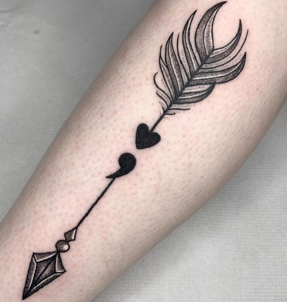 Top 195 + Arrow with semicolon tattoo meaning
