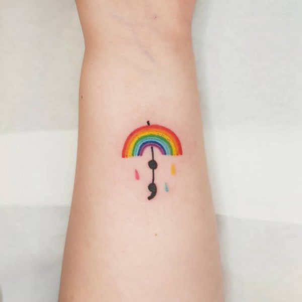 rainbow semicolon tattoo