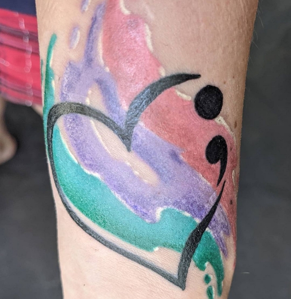 semicolon heart tattoo