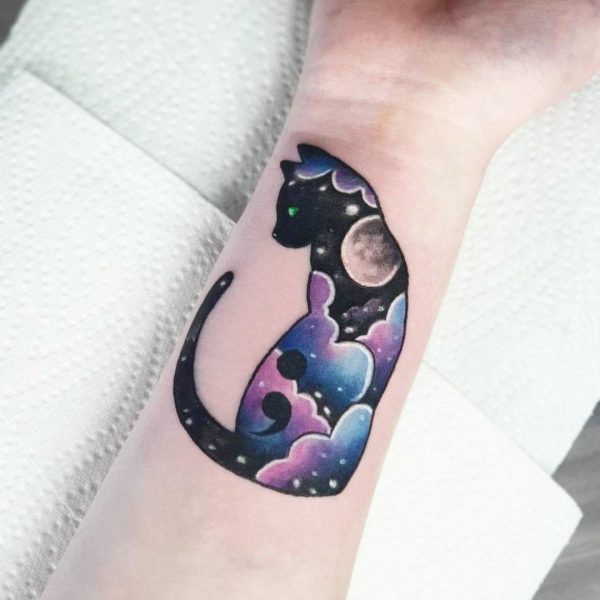 semicolon cat tattoo