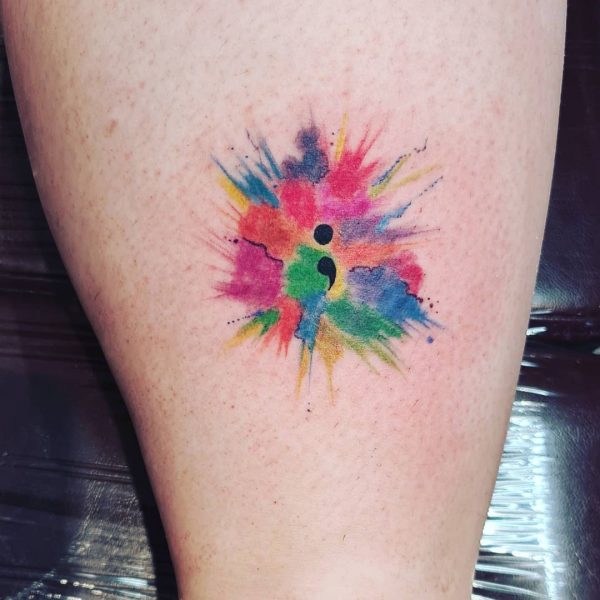 semicolon watercolor tattoo