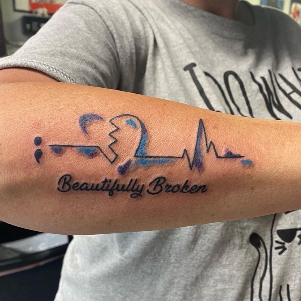 semicolon heartbeat tattoo