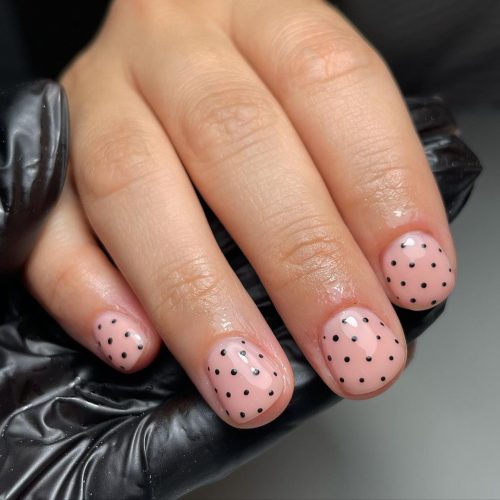 Short Nails with Polka Dots