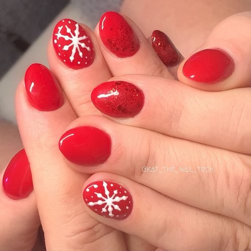Short Red Oval Nails