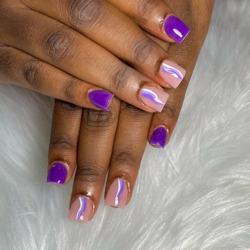 Short Purple Square Nails