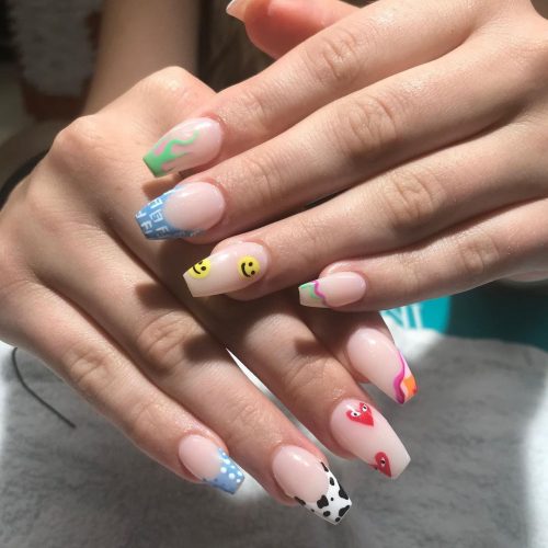 Short Coffin Nails with Prints