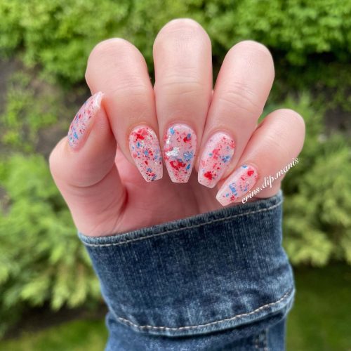 Short Acrylic Nails with Abstract Design