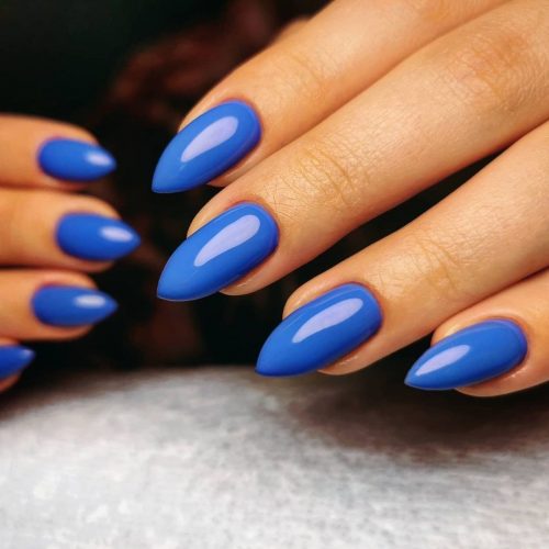 Short Blue Stiletto Nails