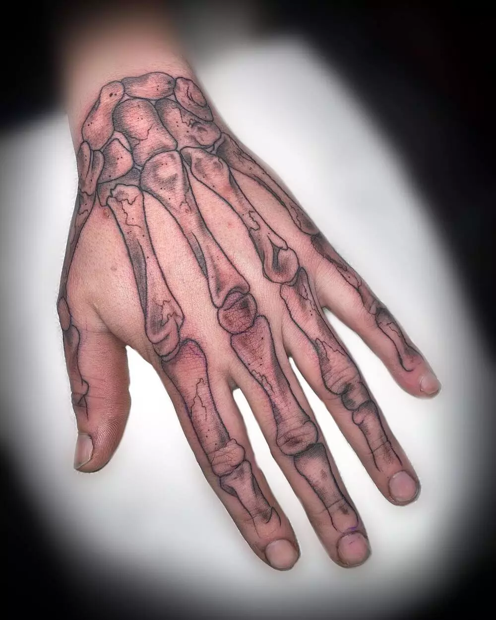 outline Skeleton Hand Men Tattoo 