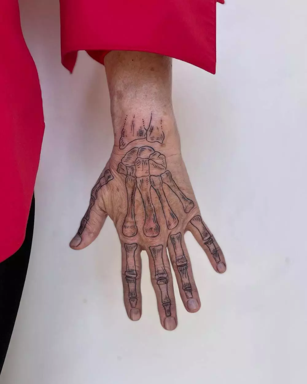 One More Example of Fine Line Skeleton Bone Hand Tattoo