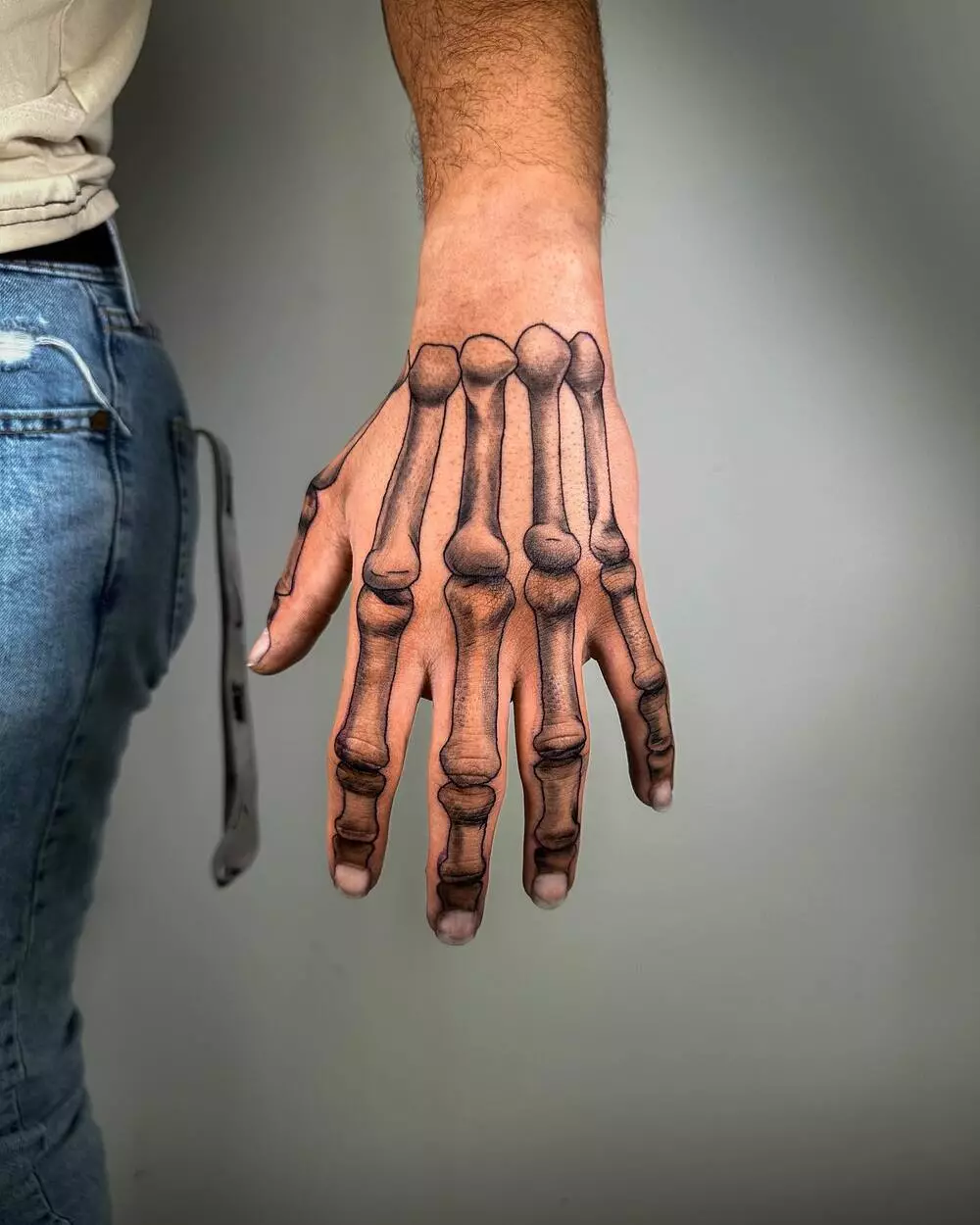 One More Example of Skeleton Bone Hand Realism Tattoo