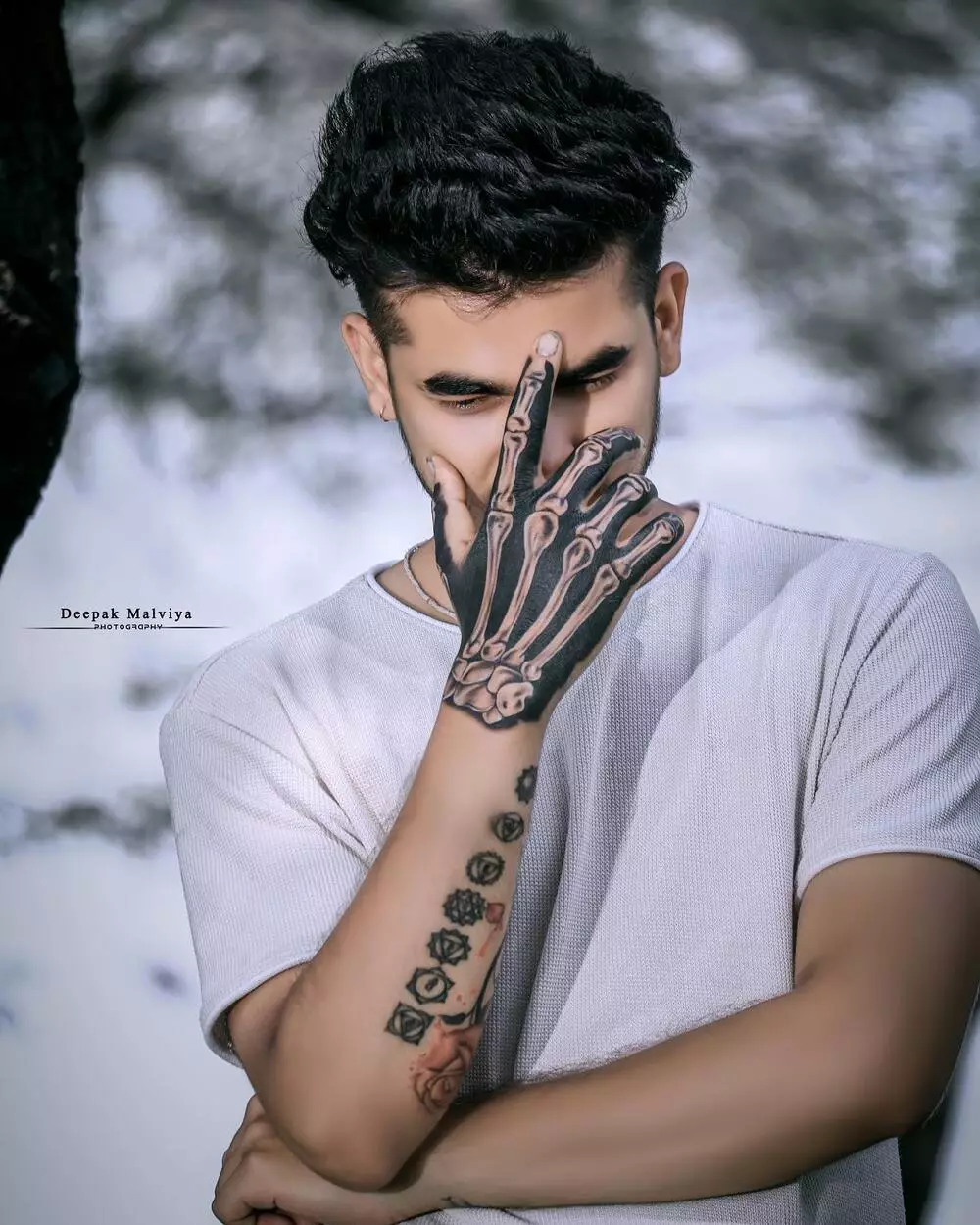 Blackwork Skeleton Bone Hand Tattoo Like a Real One Example