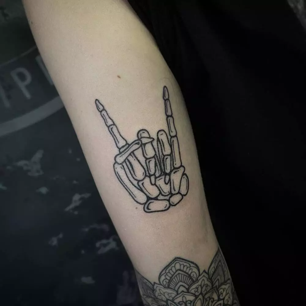 Skeleton Hand Rock On Tattoo