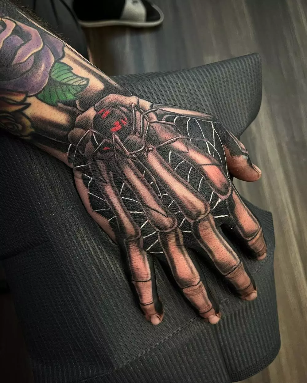 Skeleton Hand and Spider Tattoo For Men