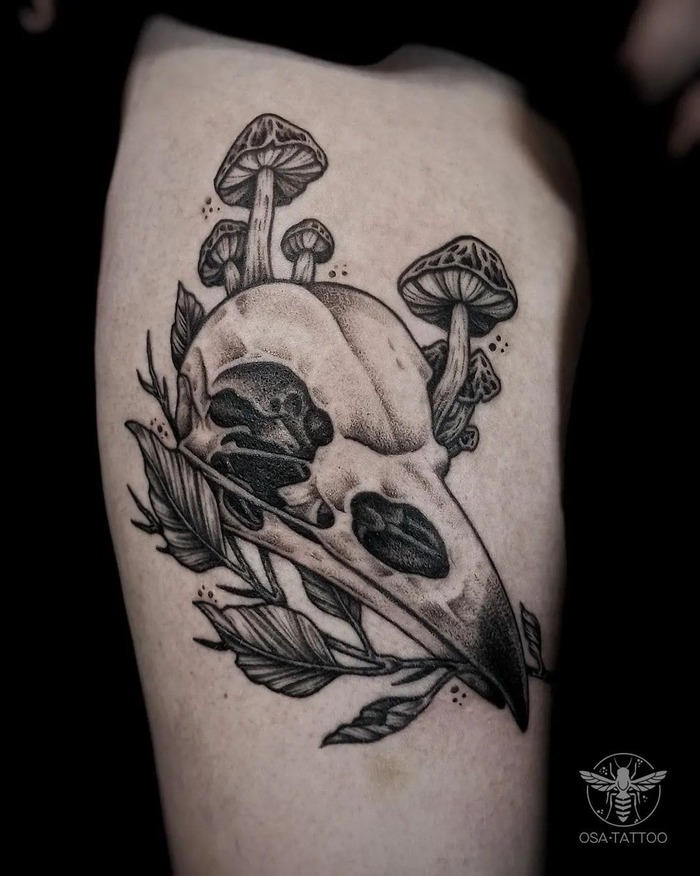 Black Bird Skull Tattoo
