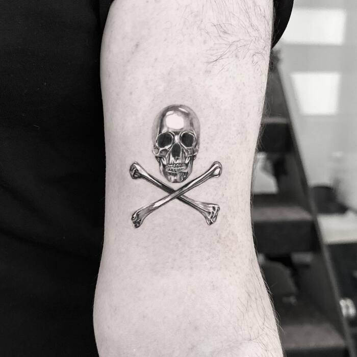 Small Skull and Crossbones Tattoo