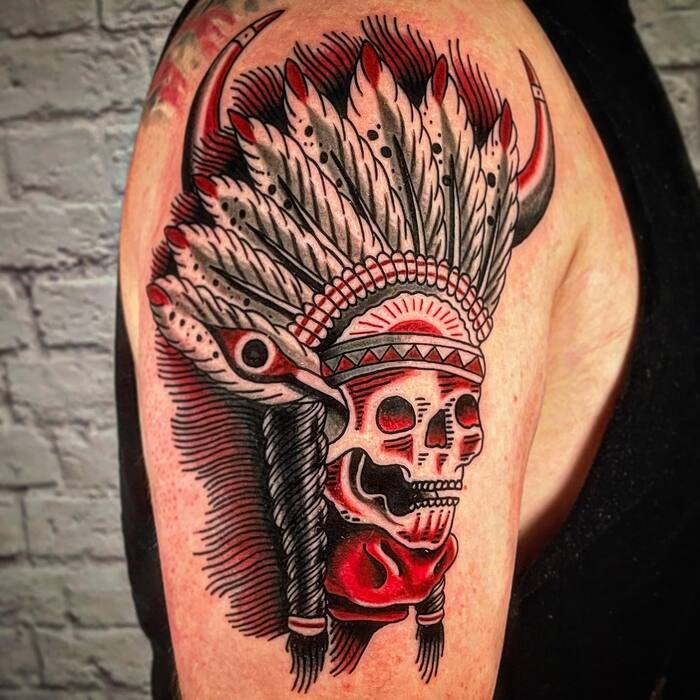 Indian Black and Red Skull