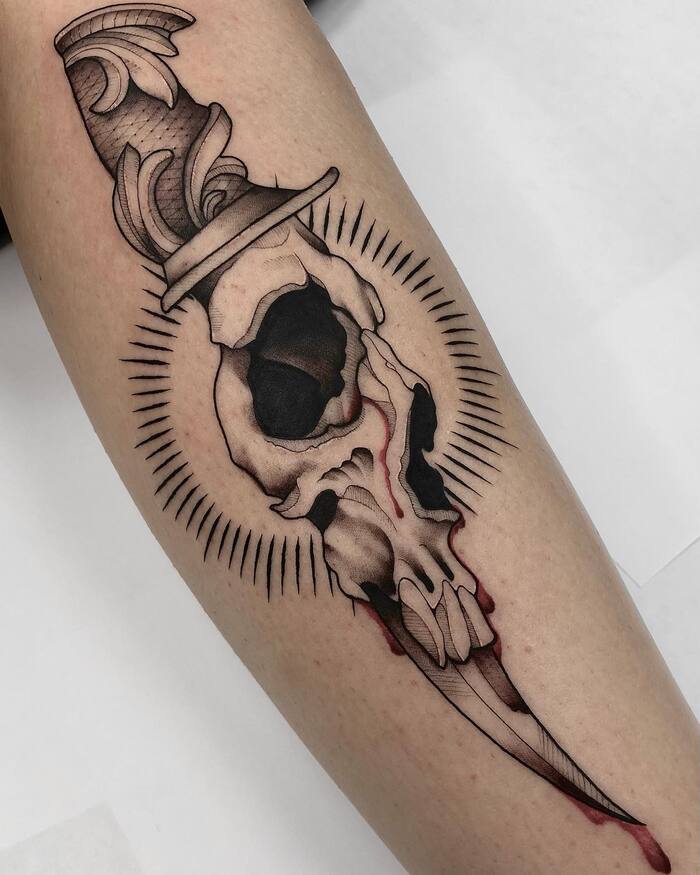 Dagger Skull Tattoo Trash Polka