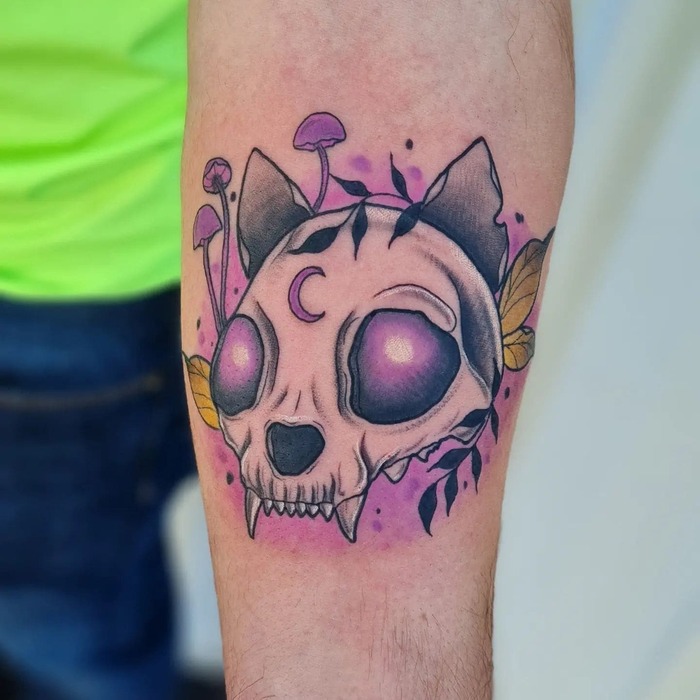 CAt Skull Tattoo with Ears