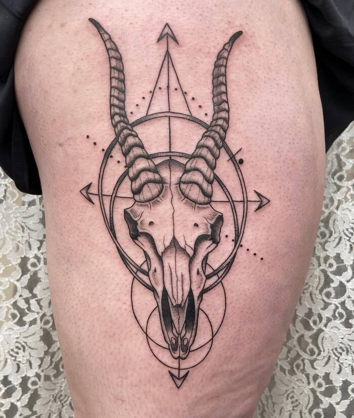 Geometric Goat Skull Tattoo