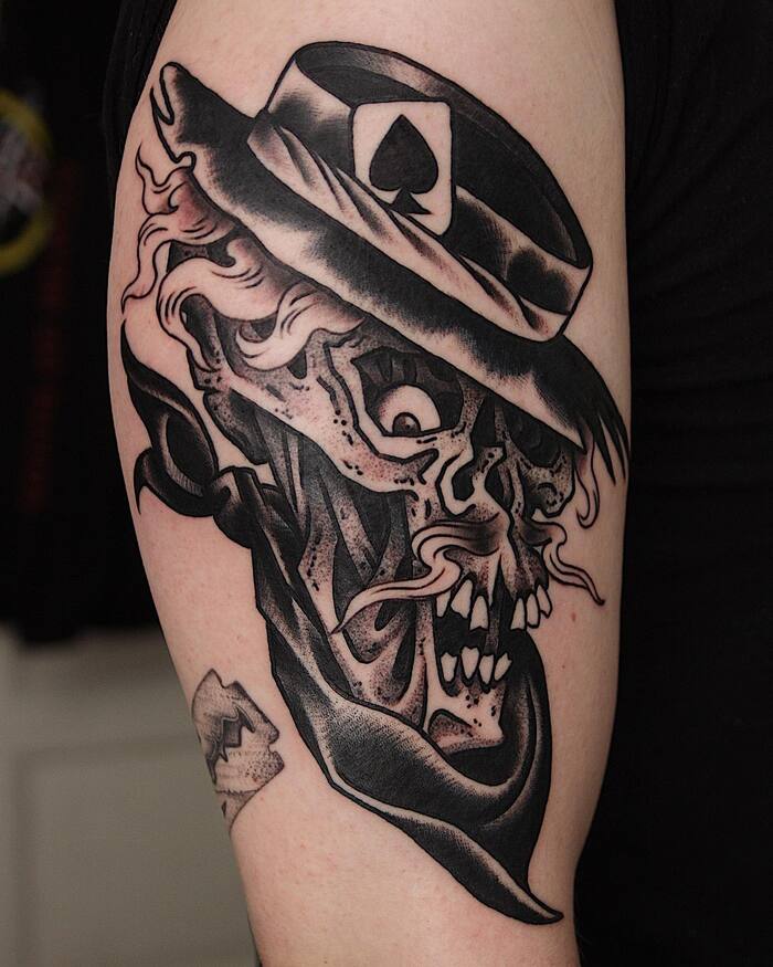 Skull with Hat Tattoo