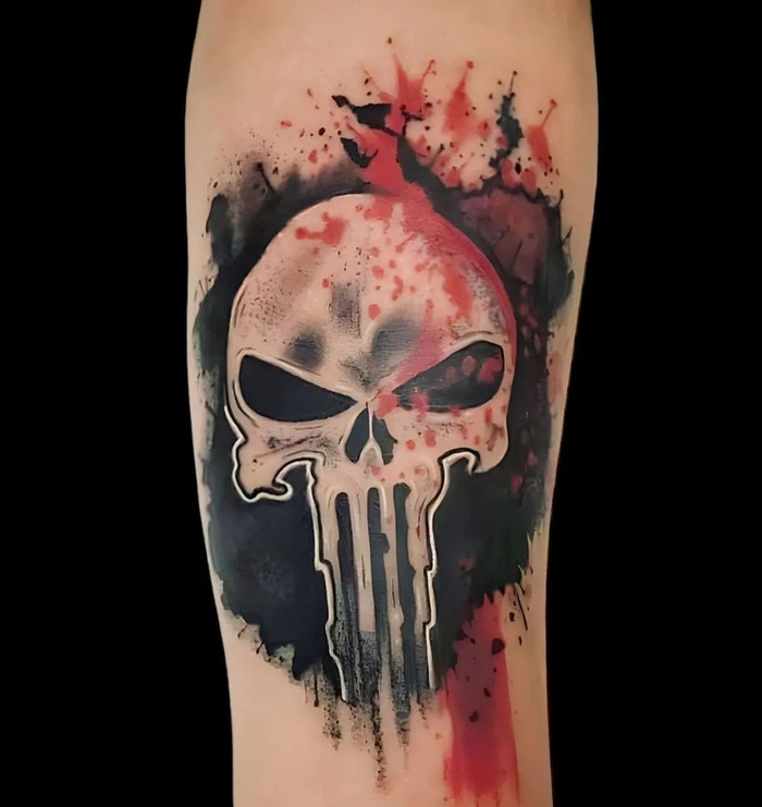 Trash Polka Skull Tattoo