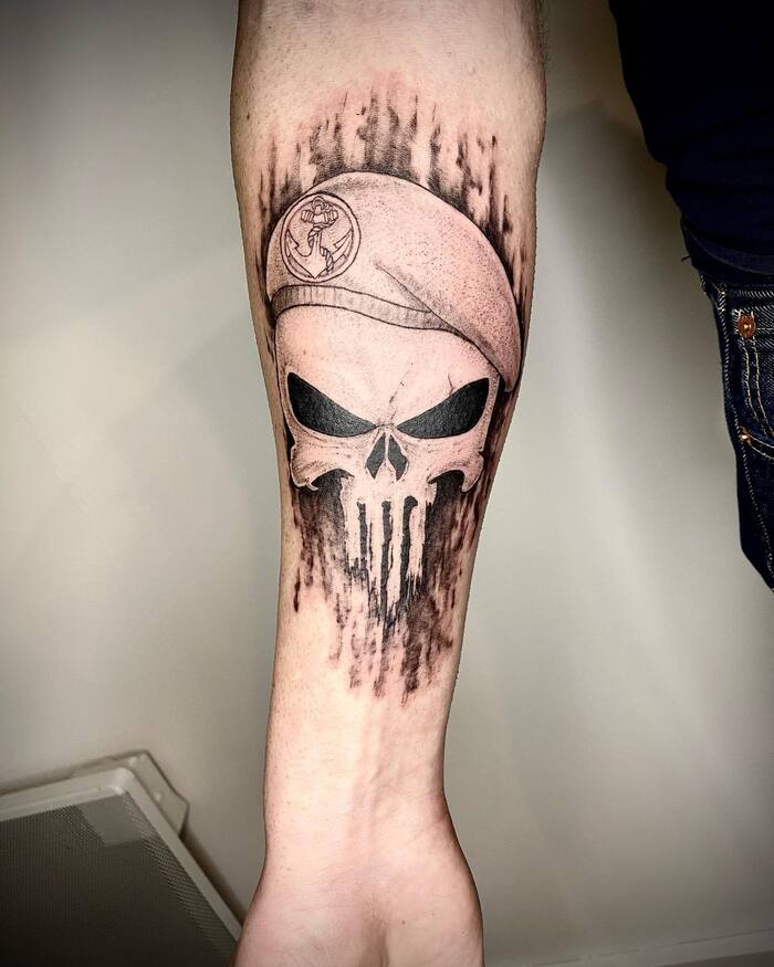Military Punisher Skull Tattoo