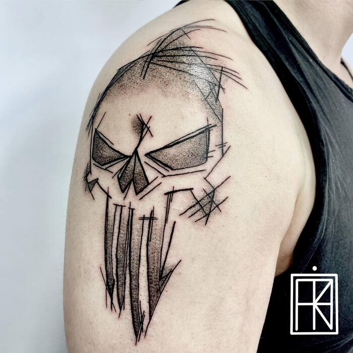 Punisher Skull Geometric Tattoo